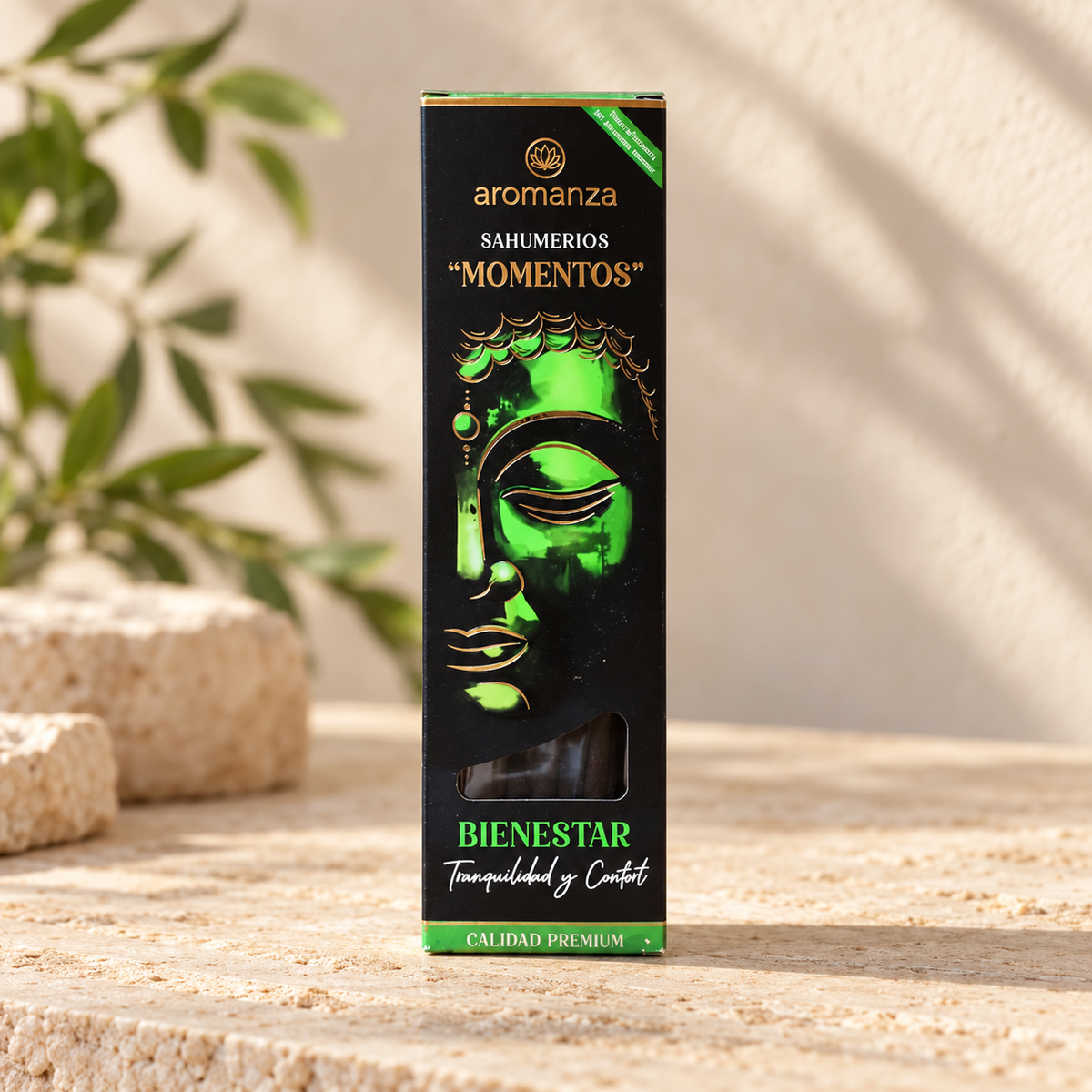 AROMANZA Sahumerio Momentos Bienestar, cajita de 5 varitas