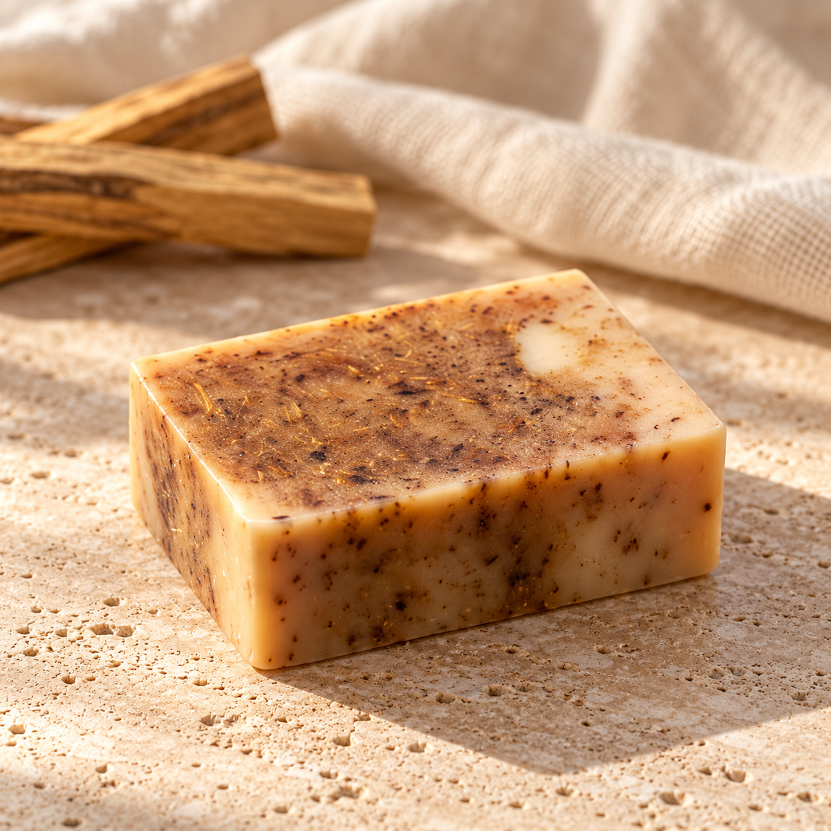 Jabón artesanal IGNIS de Palo Santo sobre piedra natural