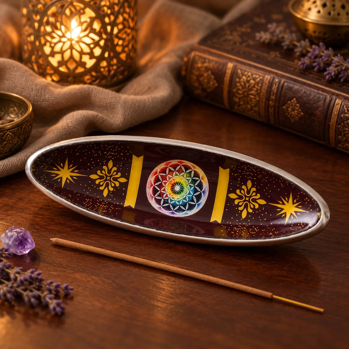 Portaincienso de metal Mandala SOULBEAUTY – sin encender en ambiente cálido