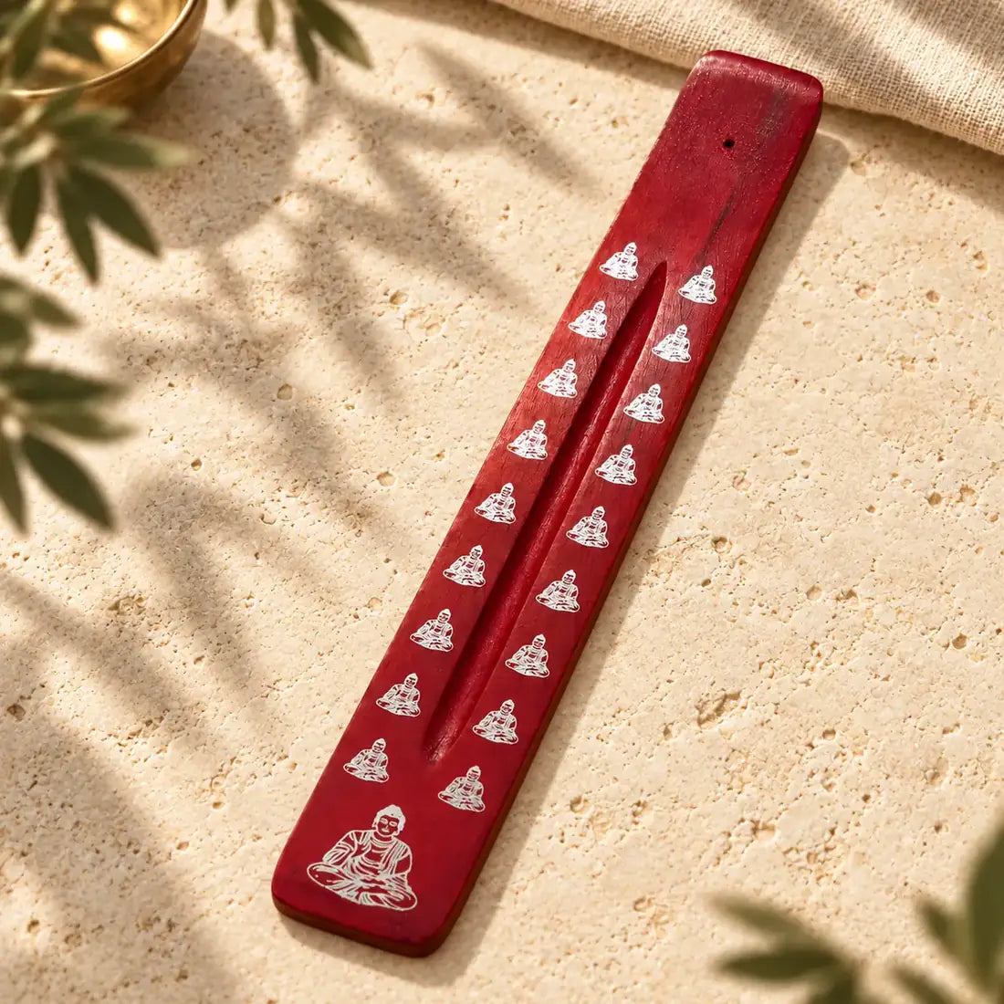 Portainciensos de madera Buda SOULBEAUTY en color rojo