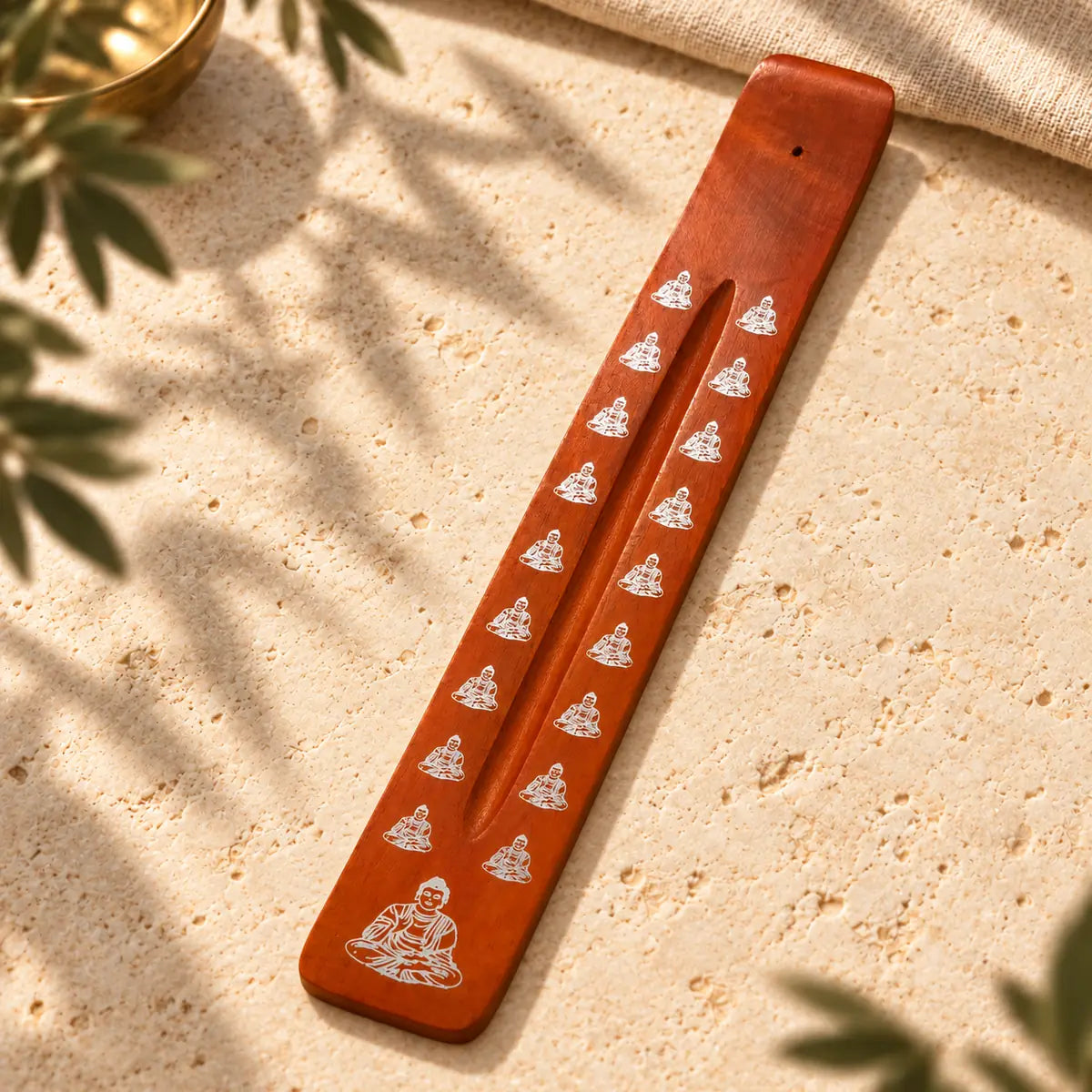 Portainciensos de madera Buda SOULBEAUTY en color naranja