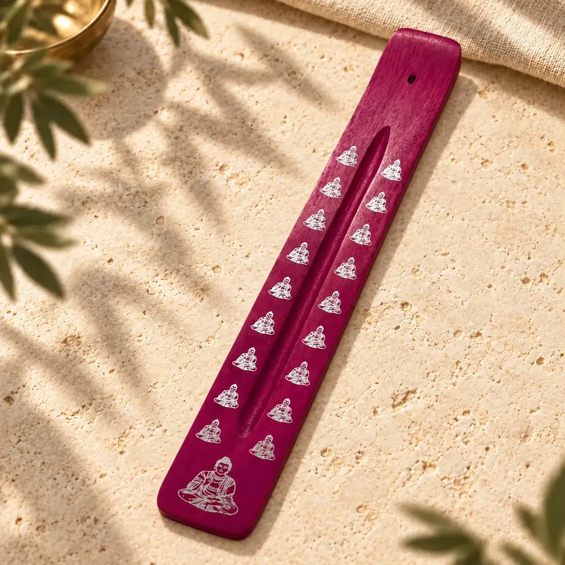 Portainciensos de madera Buda SOULBEAUTY en color fucsia