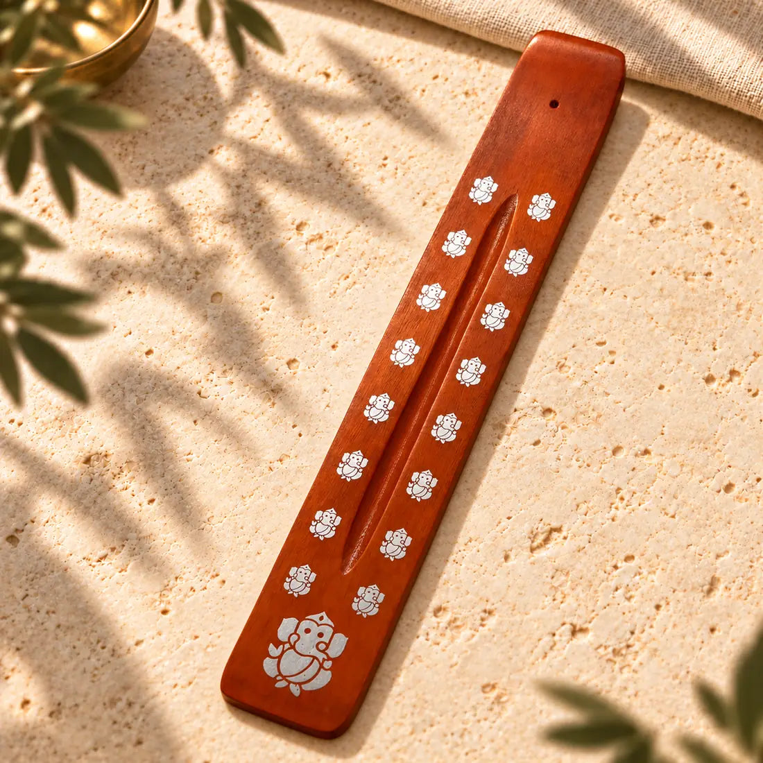 Portainciensos de madera Ganesha SOULBEAUTY en color naranja
