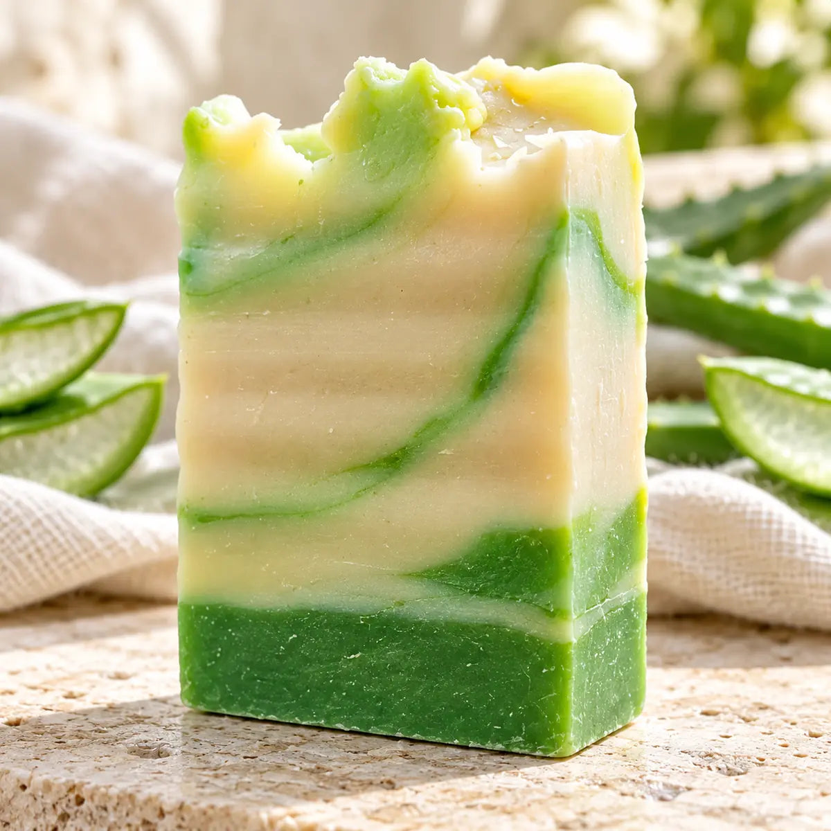 Jabón artesanal de aloe vera sin envoltorio
