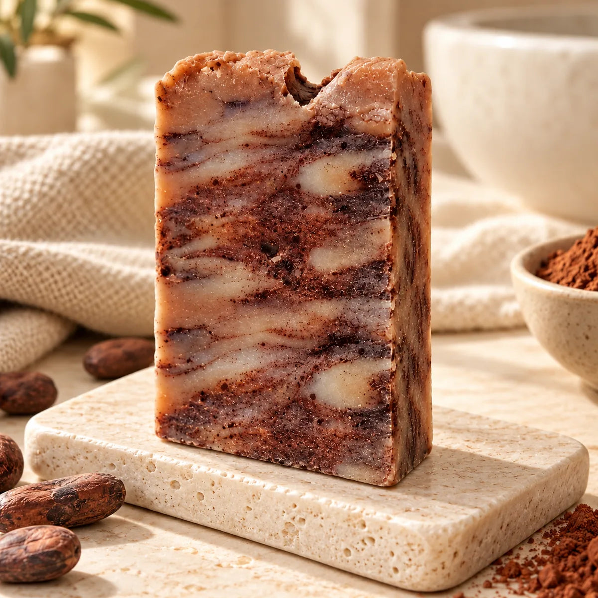 Jabón artesanal de chocolate: interior sin envoltorio