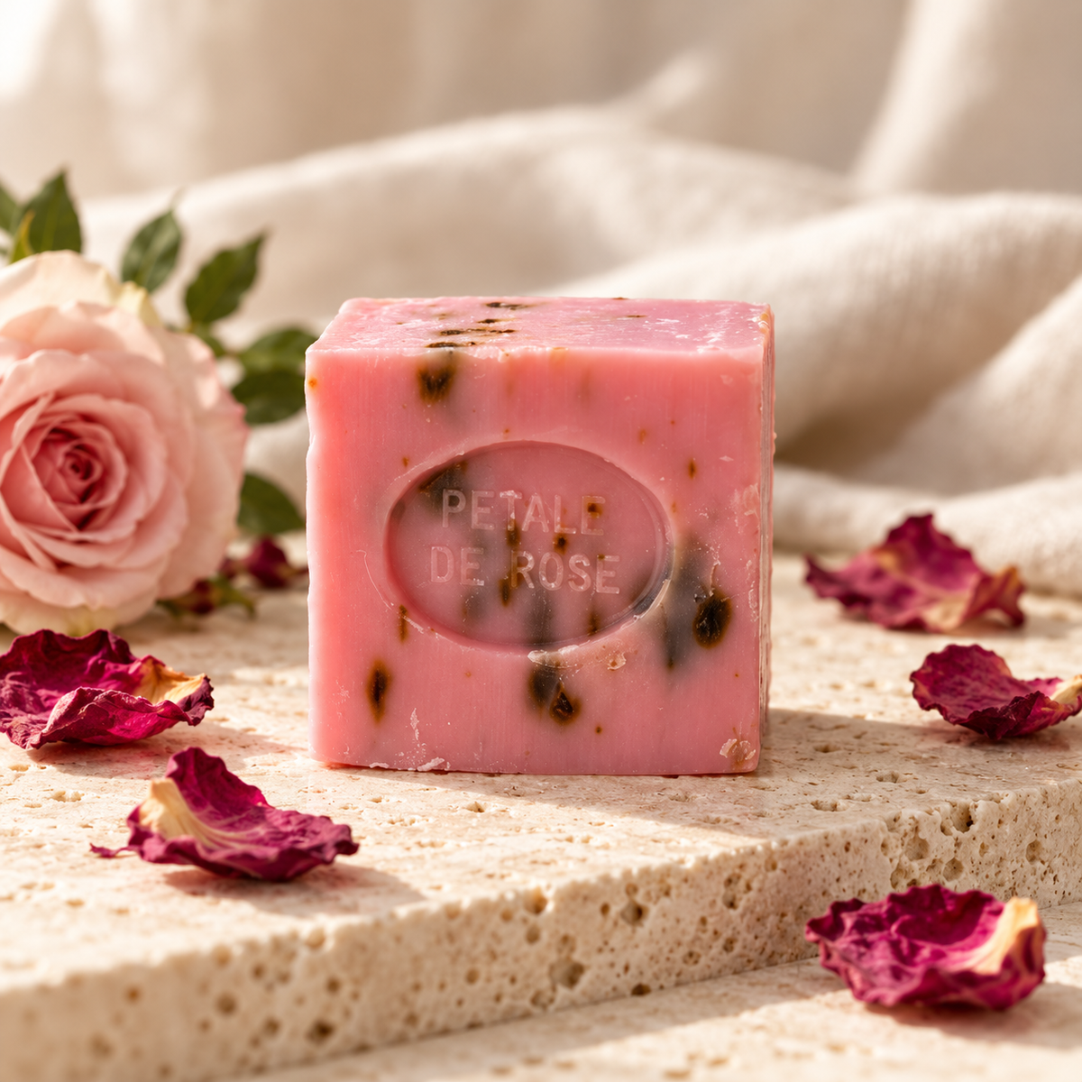 Jabón vegetal Pétalos de Rosa SOULBEAUTY con rosas y pétalos