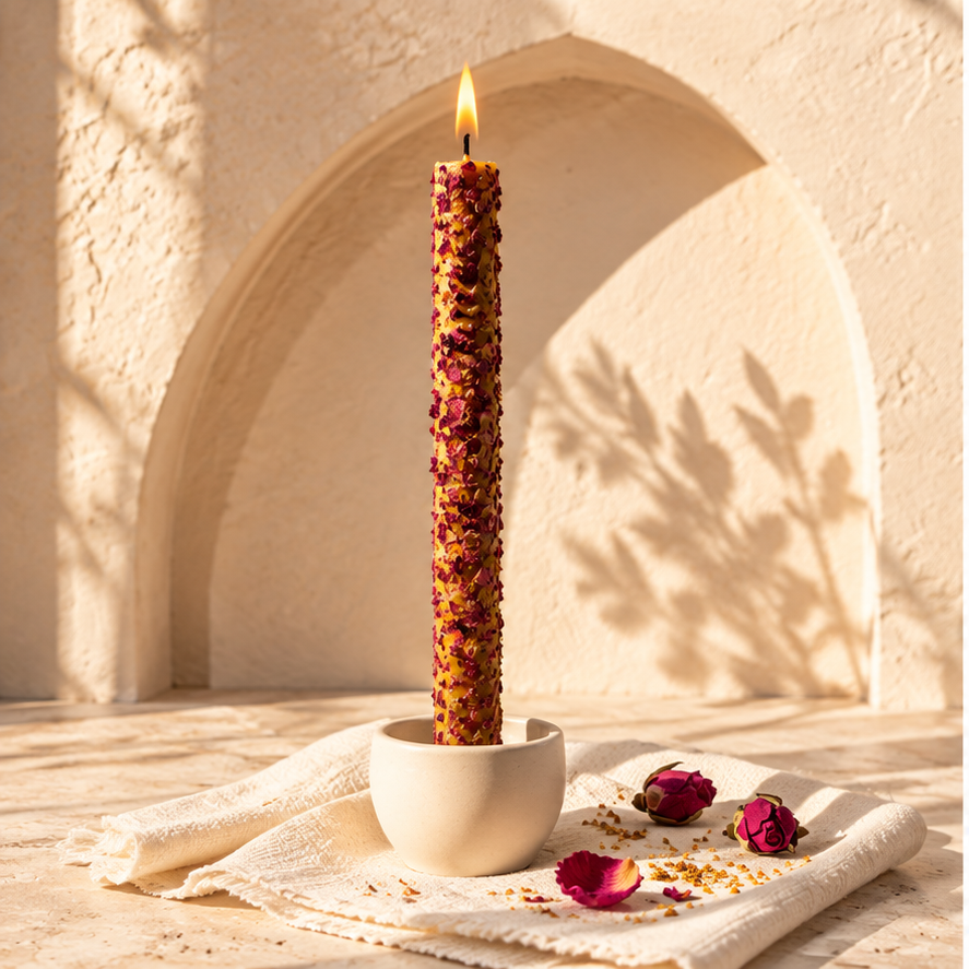 SOULIGHT Vela de Miel con Rosa - Amor, Armonía y Bienestar