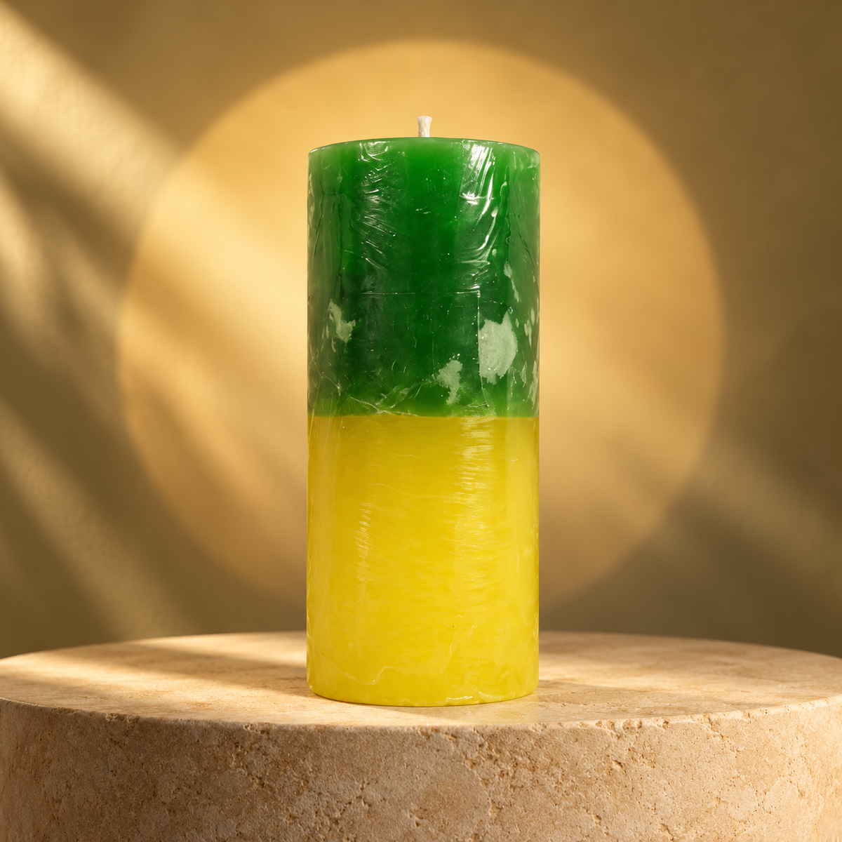 Velón esotérico bicolor verde y amarillo de VA